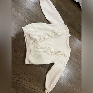 Zara- ruffle crew neck, cream, size 11-12 girls